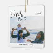 Minimal Family Photo Whimsical Merry Christmas Keramisch Ornament (Links)