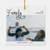 Minimal Family Photo Whimsical Merry Christmas Keramisch Ornament (Achterkant)
