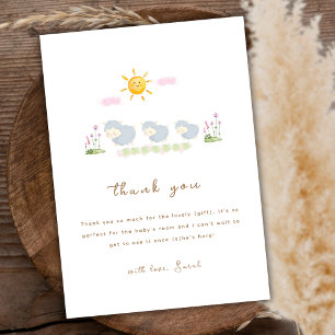 Minimal Family Sheep Floral Garden Baby shower Bedankkaart