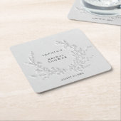 Minimal Faux Blind Deboss Cotton Bridal Shower Kartonnen Onderzetters (Schuin)