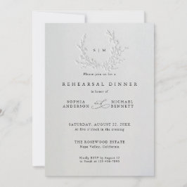 Minimal Faux Blind Deboss Cotton  Rehearsal Dinner Kaart