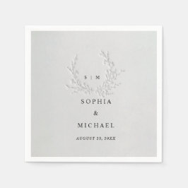 Minimal Faux Blind Deboss Cotton Wedding Napkins Servet