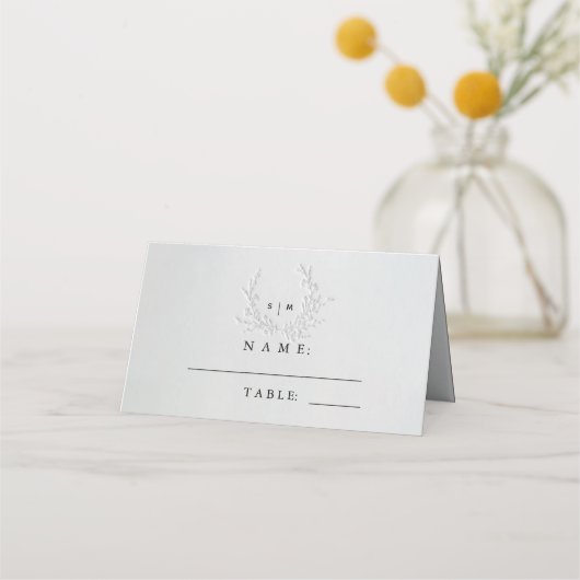 Minimal Faux Blind Deboss Cotton Wedding Place  Plaatskaartje (Voorkant)