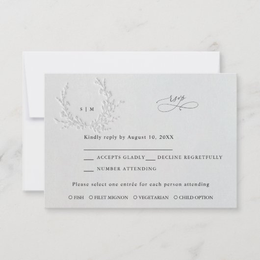 Minimal Faux Blind Deboss Cotton Wedding RSVP Kaartje (Voorkant)