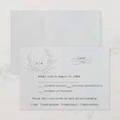 Minimal Faux Blind Deboss Cotton Wedding RSVP Kaartje (Voorkant / Achterkant)