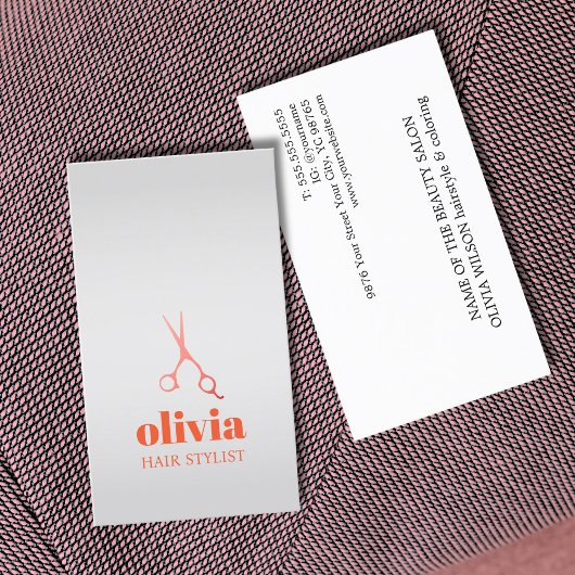 Minimal Faux Silver Pastel Bold Hair Salon Visitekaartje