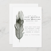 Minimal Feather Waterverf bruiloft uitnodigen Kaart (Voorkant / Achterkant)