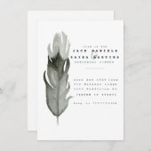Minimal Feather Waterverf bruiloft uitnodigen Kaart (Voorkant / Achterkant)