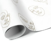 Minimal Female Face Line Pattern (1) Cadeaupapier (Rol Hoek)
