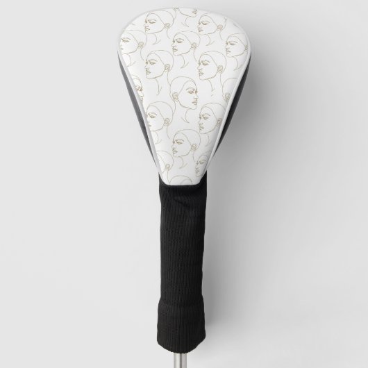 Minimal Female Face Line Pattern (1) Golfheadcover (Voorkant)