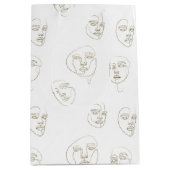 Minimal Female Face Line Pattern (1) Medium Cadeauzakje (Voorkant)