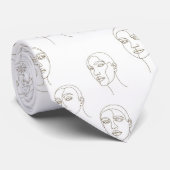 Minimal Female Face Line Pattern (1) Stropdas (Opgerold)