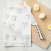 Minimal Female Face Line Pattern (1) Theedoek (Quarter Fold)