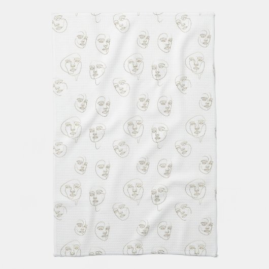 Minimal Female Face Line Pattern (1) Theedoek (Verticaal)