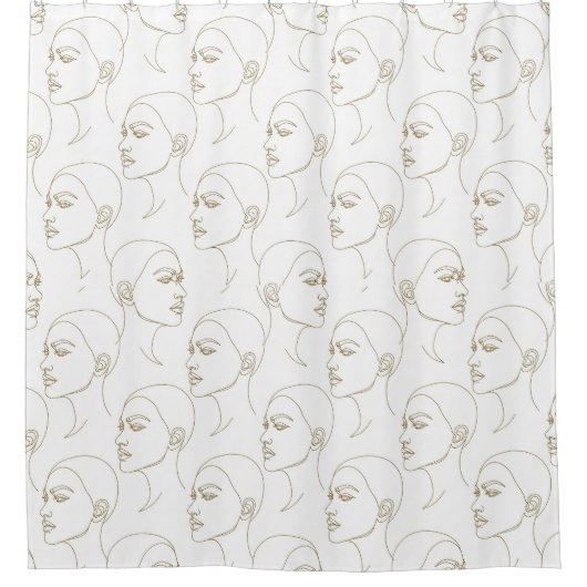 Minimal Female Face Line Pattern (2) Douchegordijn (Voorkant)