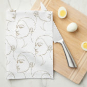 Minimal Female Face Line Pattern (2) Theedoek (Quarter Fold)