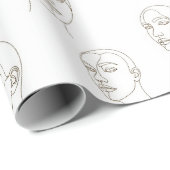 Minimal Female Face Line Pattern (3) Cadeaupapier (Rol Hoek)