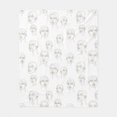 Minimal Female Face Line Pattern (3) Fleece Deken (Voorkant)