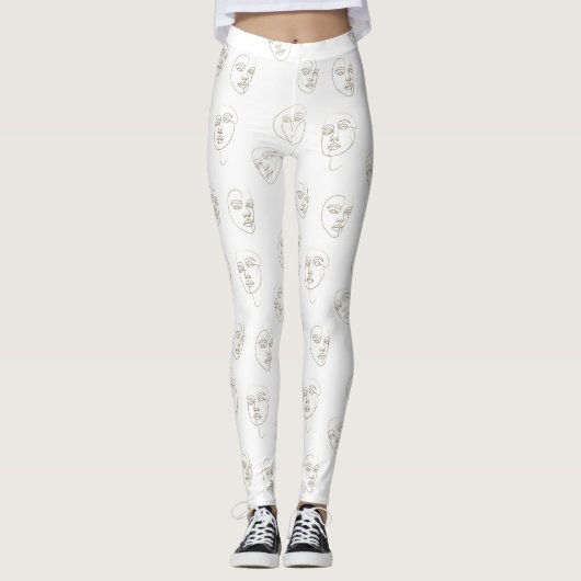 Minimal Female Face Line Pattern (3) Leggings (Voorkant)