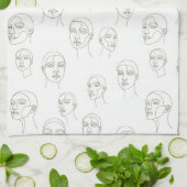 Minimal Female Face Line Pattern (3) Theedoek (Gevouwen)