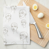 Minimal Female Face Line Pattern (3) Theedoek (Quarter Fold)