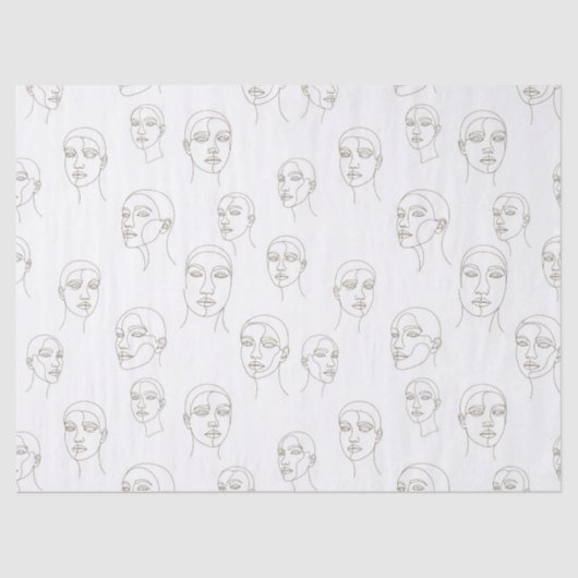 Minimal Female Face Line Pattern (3) Tissuepapier (Voorkant)
