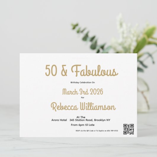 Minimal Fifty and Fabulous 50th Birthday Kaart (Staand voorkant)