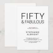 Minimal Fifty and Fabulous 50th Birthday Party Inv Kaart (Voorkant / Achterkant)