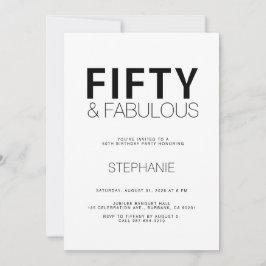 Minimal Fifty and Fabulous 50th Birthday Party Inv Kaart