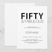 Minimal Fifty and Fabulous 50th Birthday Party Inv Kaart (Voorkant / Achterkant)