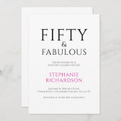 Minimal Fifty and Fabulous 50th Birthday Party  Kaart (Voorkant / Achterkant)