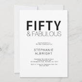 Minimal Fifty and Fabulous 50th Birthday Party Kaart (Voorkant)