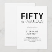 Minimal Fifty and Fabulous 50th Birthday Party Kaart (Voorkant / Achterkant)
