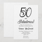 Minimal Fifty and Fabulous 50th Birthday Party Kaart (Voorkant / Achterkant)