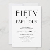 Minimal Fifty and Fabulous 50th Birthday Party Kaart (Voorkant)