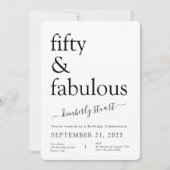 Minimal Fifty and Fabulous 50th Birthday Party  Kaart (Voorkant)