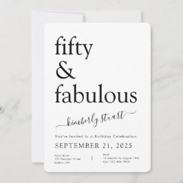 Minimal Fifty and Fabulous 50th Birthday Party  Kaart