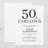 Minimal Fifty and Fabulous 50th Birthday Party Kaart (Voorkant / Achterkant)