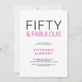 Minimal Fifty and Fabulous 50th Birthday Party Kaart (Voorkant)