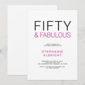 Minimal Fifty and Fabulous 50th Birthday Party Kaart (Voorkant / Achterkant)