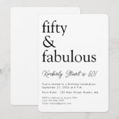 Minimal Fifty and Fabulous 50th Birthday Party  Kaart (Voorkant / Achterkant)