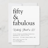Minimal Fifty and Fabulous 50th Birthday Party  Kaart (Voorkant)