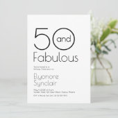 Minimal Fifty and Fabulous 50th Birthday Party Kaart (Staand voorkant)