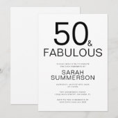 Minimal Fifty and Fabulous 50th Birthday Party Kaart (Voorkant / Achterkant)