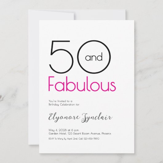 Minimal Fifty and Fabulous 50th Birthday Party Kaart (Voorkant)
