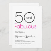 Minimal Fifty and Fabulous 50th Birthday Party Kaart (Voorkant / Achterkant)