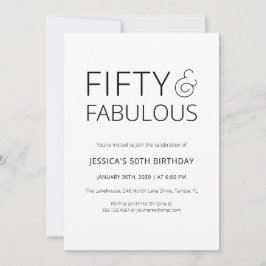 Minimal Fifty and Fabulous 50th Birthday Party Kaart