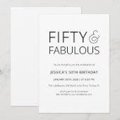 Minimal Fifty and Fabulous 50th Birthday Party Kaart (Voorkant / Achterkant)