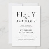 Minimal Fifty and Fabulous 50th Birthday Party Kaart (Voorkant)