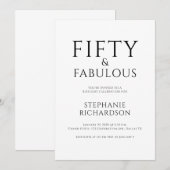 Minimal Fifty and Fabulous 50th Birthday Party Kaart (Voorkant / Achterkant)